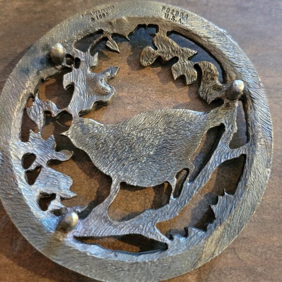 Rawcliffe Pewter Partridge In A Pear Tree Glass Potpourri Jar, 1993, U.S.A. - Picture 6 of 8